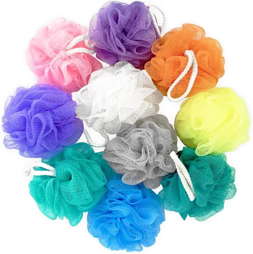 Miniatura 9 de 10 paquetes de esponjas de baño tipo lufa de 40g, esponjas de malla suaves para la ducha, bolas de baño exfoliantes para mujeres, hombres y niños