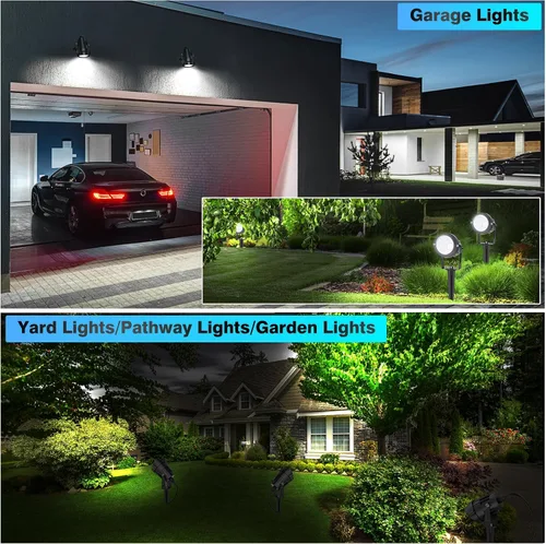 Miniatura 6 de Luces de alto brillo para exteriores de 1000 lm para patio, 6500 K luces de luz diurna al aire libre con cable eléctrico de 4.9 pies, focos LED