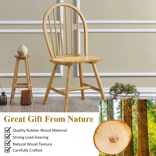 Miniatura 4 de POWERSTONE Juego de 2 sillas de comedor, sillas Windsor de madera con respaldo de husillo, silla de comedor de granja, silla de cocina, silla