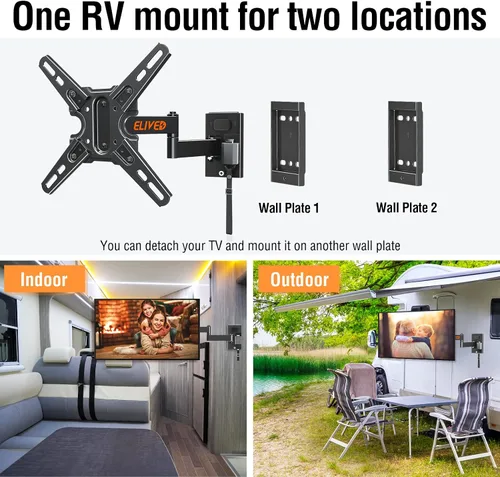 Miniatura 2 de ELIVED Soporte de pared para TV con cerradura para RV para la mayoría de televisores de 13 a 43 pulgadas, soporte de pared para TV con giro