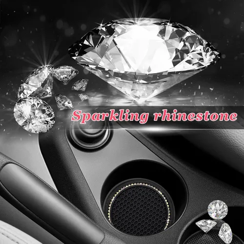 Miniatura 3 de Ziciner Paquete de 4 posavasos brillantes para automóvil, portavasos de goma suave con cristal, tapete antideslizante con diamantes de imitación