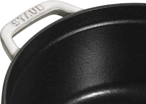 Miniatura 3 de Staub - Olla redonda de hierro fundido de 2.75 cuartos, color trufa blanca, fabricada en Francia