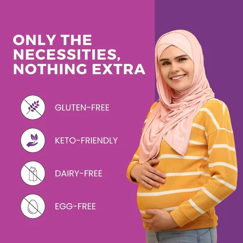 Miniatura 5 de Zaytun Vitamins Vitaminas prenatales halal + DHA, hierro de ácido fólico, jengibre para calmar, un día, para todas las etapas del embarazo, sin