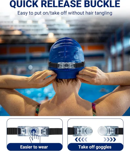 Miniatura 6 de Freela 2 Pack Swim Goggles for Adult Men Women,180°Wide Vision Anti-fog UV Protection No Leak Clear Swimming Goggles azul y verde