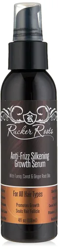 Rucker Roots Suero de crecimiento sedoso antiencrespamiento | Jengibre, nabo, aceites de raíz de zanahoria| Promueve el crecimiento