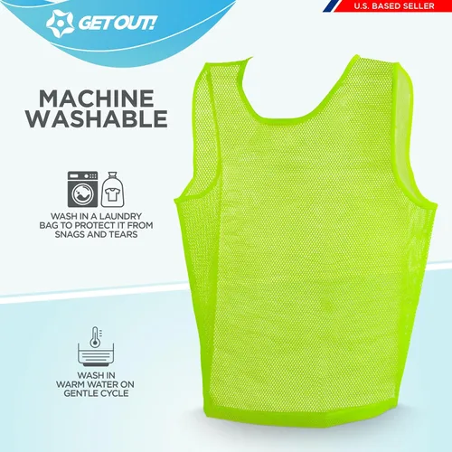 Miniatura 5 de Get Out! Chaleco Scrimmage Pinnies 12pk en rojo y azul - Tallas para jóvenes, adolescentes y adultos - Jerseys de malla de nailon para cualquier