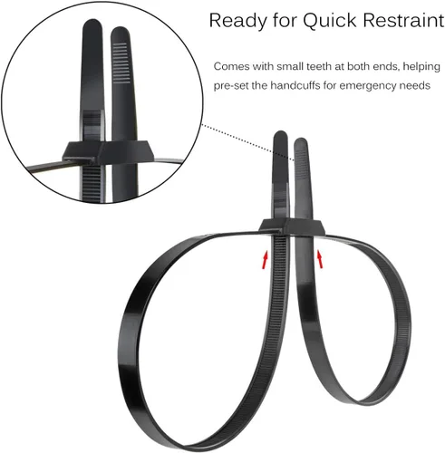 Miniatura 4 de Esposas con correas flexibles de 35.4", 20 piezas. Esposas de precinto con cierre de mano resistentes de alta resistencia, desechables, de nylon