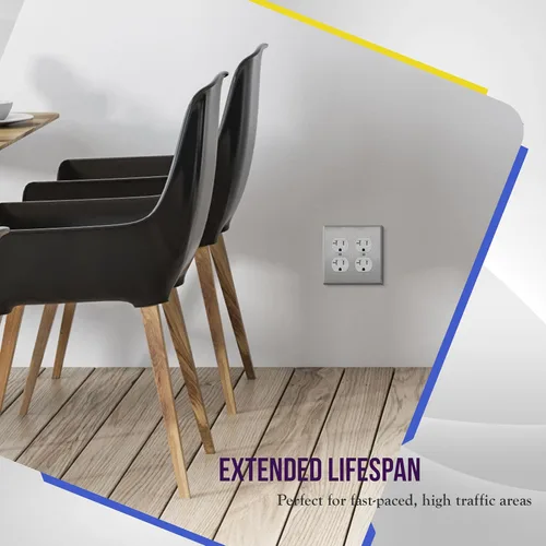 Miniatura 6 de Enerlites placa de pared de doble toma de corriente, en acero inoxidable y tamaño estándar, 1
