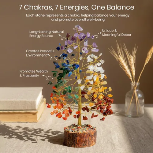 Miniatura 5 de Árbol de la vida de los 7 chakras, árbol de la vida de cristal, árbol de piedras preciosas para energía positiva, decoración de árbol de Feng Shui