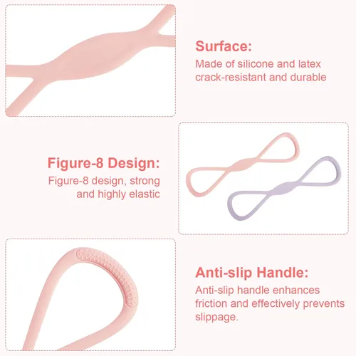 Miniatura 3 de 8 Bandas de Resistencia para Mujeres, 2 Piezas Bandas de Ejercicio Bandas de Resistencia con Asas, Bandas de Ejercicio Portátiles con Forma de 8