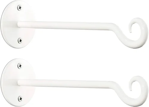 Miniatura 8 de Monarch Abode Ganchos para plantas – Ganchos de pared para cestas colgantes, 7.5 pulgadas de metal negro valla de pared para plantas de pared