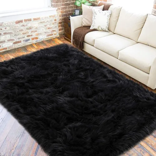 Miniatura 28 de LOCHAS Alfombra mullida ultrasuave, alfombra de pelo sintético de oveja, para el dormitorio, para colocar junto a la cama, para la sala