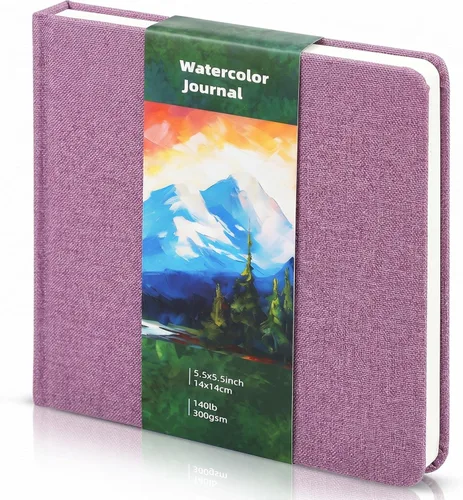 Miniatura 10 de Dispowreath Cuaderno de bocetos de acuarela de 5.5 x 5.5 pulgadas, cuaderno cuadrado de acuarela, prensa en frío, papel de algodón de 140 libras