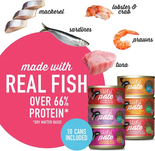 Miniatura 7 de Tiki Cat Grill - Paquete variado de paté, combinaciones de pescado real en hojuelas, comida húmeda para gatos con alto contenido en proteínas
