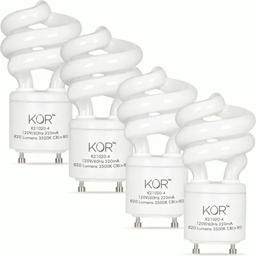 Miniatura 9 de KOR Paquete de 4 bombillas mini en espiral de 13 vatios - Base GU24 - (equivalente a 60 W) - T2 Mini-Twist - Bombilla CFL (blanco cálido (2700 K)