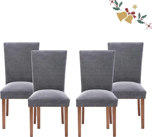Miniatura 22 de Juego de 2 sillas de comedor Parsons, sillas tapizadas con cabeza de clavo para comedor y cocina con cojines gruesos y patas de madera, verde