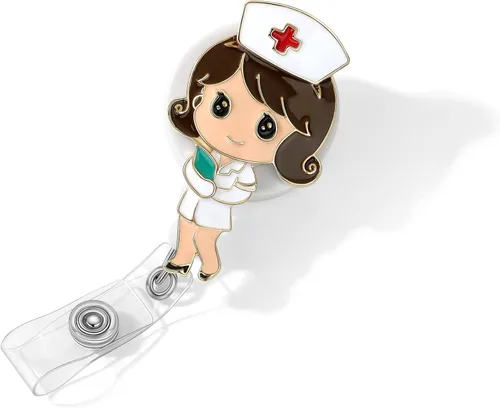 Miniatura 4 de Hanreshe Lindo carrete de insignia de enfermera retráctil con clip de corazón para enfermera, estudiante, médico, tarjetas de identificación