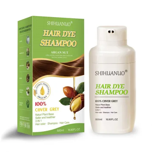 Miniatura 10 de SHIHUANUO Champú de tinte negro para cabello gris, champú de color 3 en 1 con 6 extractos de hierbas, cobertura 100% de canas, fácil de teñir