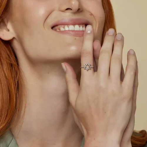 Miniatura 42 de Jewmon Anillo de plata de ley con estrella de David para mujer – Anillo ajustable Magen David – Amuleto Wicca – Regalos judíos