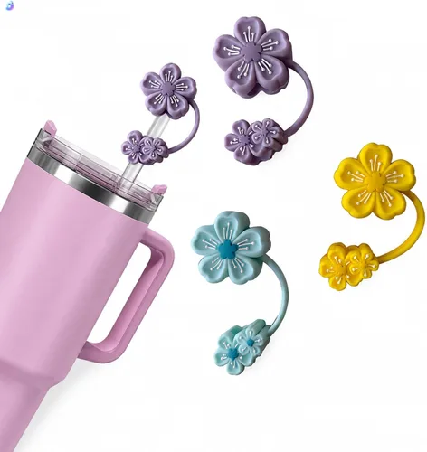 Miniatura 24 de Tapas de popote de silicona para vasos de 0.394 in Cubrepopotes reutilizables a prueba de polvo compatibles con vasos Stanley de 30 y 40 onzas