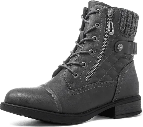 Miniatura 7 de GLOBALWIN Botines al tobillo para mujer Botas de moda estilo combate Botas de otoño para mujer Cómodas con tacón bajo