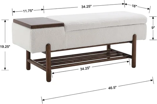 Miniatura 2 de EALSON Banco de almacenamiento moderno para dormitorio, extremo de la cama, banco otomano tapizado de sherpa con almacenamiento y zapatero de Beige
