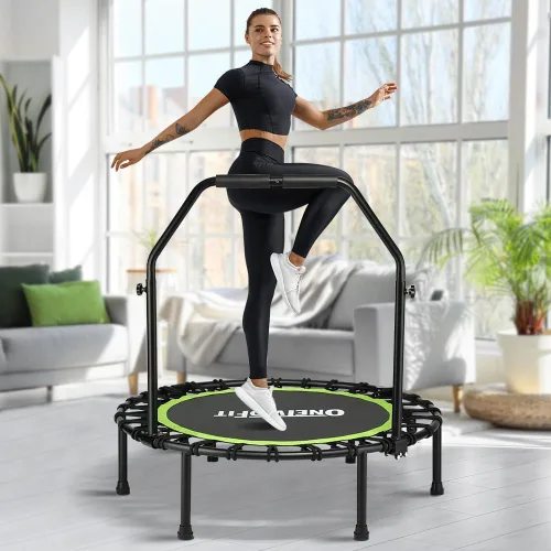 Miniatura 10 de ONETWOFIT Foldable Rebounder Trampoline for Adults, 40/45” Mini Fitness Trampoline W/Adjustable Foam Handle Bungees, Quiet Exercise Trampoline for