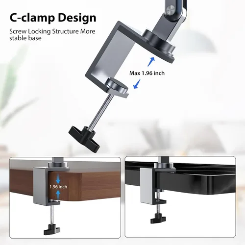 Miniatura 7 de KU XIU Soporte para Tablet de Escritorio, Soporte de Brazo Plegable de Aleación de Aluminio Compatible con iPad 10/9th, iPad 13/12.9/11" M3 M4 M5