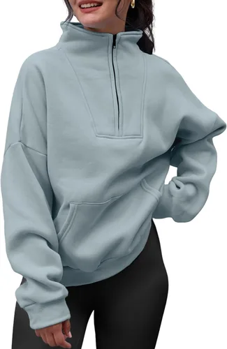 Miniatura 2 de Trendy Queen Sudaderas con media cremallera para mujer, sudaderas con capucha de gran tamaño, suéteres de otoño 2023 Y2K ropa de invierno