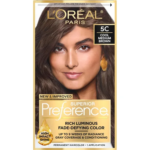 L'Oreal Paris Superior Preference - Tinte permanente luminoso que desafía la decoloración, tinte para el cabello hasta 9 semanas de resplandor, 5C