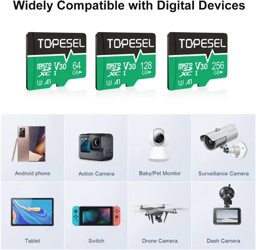 Miniatura 8 de TOPESEL: 2 unidades de tarjeta micro SD de 64 GB, 4K Camera Pro, video UHD para GoPro, cámara de acción, dron, smartphone, R/W hasta 90/35 MB/s