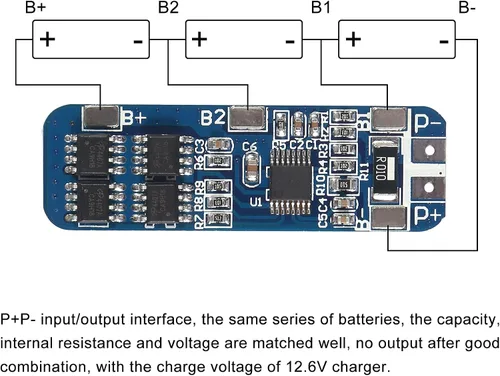 Miniatura 3 de 4 unids 3S 12V 10A BMS Tablero de protección de batería de litio Liion Cargador módulo de protección