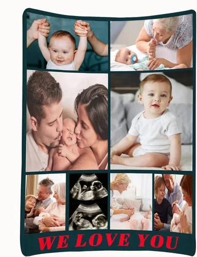 Miniatura 21 de Manta personalizada para parejas con collage de fotos, manta personalizada para parejas, súper suave y acogedora para regalos del día de San