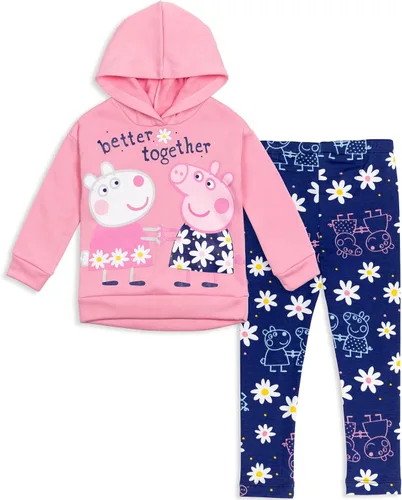 Peppa Pig Conjunto de sudadera con capucha y leggings de forro polar para niñas de niños pequeños a niños grandes