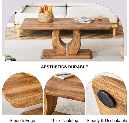 Miniatura 5 de LKTART Mesa de Centro Rectangular para Sala de Estar, Mesas de Centro de Imitación de Mármol con Almacenamiento, Base Moderna Estable Mesa de Centro