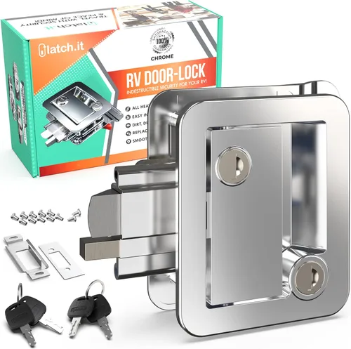 Miniatura 12 de LATCH.IT Reemplazo de Cerradura de Puerta Negra para RV Manija de Puerta de RV Totalmente de Metal se Adapta a Agujeros de 2.75"x3.75" Cerradura