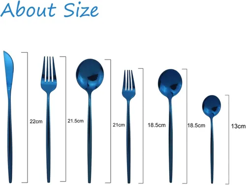 Miniatura 2 de JASHII Juego de cubiertos de acero inoxidable de 24 piezas con acabado brillante para 4 personas, cuchillo de cena, tenedor, cuchara, tenedor