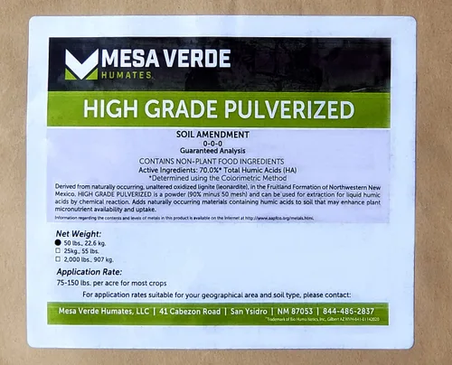 Miniatura 2 de Polvo de leonardita pulverizado de alto grado de 50 libras, Lignita oxidada inalterada natural, fertilizante de ácido húmico del 70%