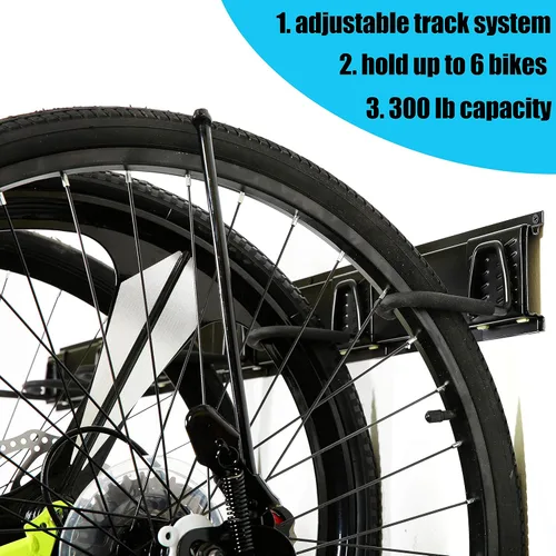 Miniatura 2 de Ultrawall Portabicicletas de acero inoxidable, 6 ganchos, para el hogar y la cochera, capacidad hasta para 300 libras, negro