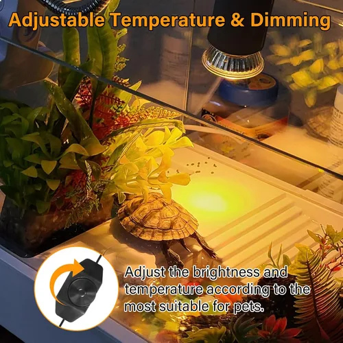 Miniatura 3 de Lámpara de calor para reptiles con 2 bombillas UVA UVB de 50 W, luz giratoria de 360°, luz solar simulada, lámpara de calefacción regulable