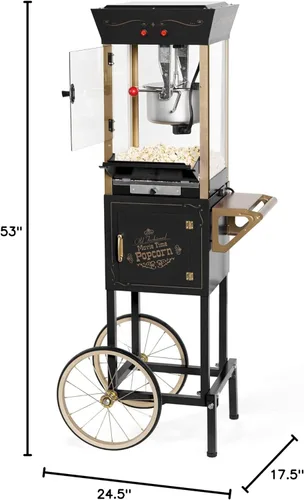 Miniatura 7 de Nostalgia Máquina para hacer palomitas de maíz - Carrito profesional con caldera de 8 onzas que hace hasta 32 tazas - Máquina de palomitas vintage