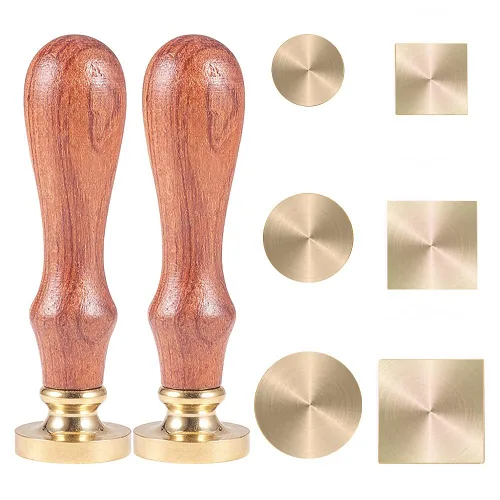 Miniatura 12 de CRASPIRE Juego de 6 cabezales de sello de cera, 6 cabezales de sello de cera en blanco con 2 asas de madera para invitaciones de boda, sobres