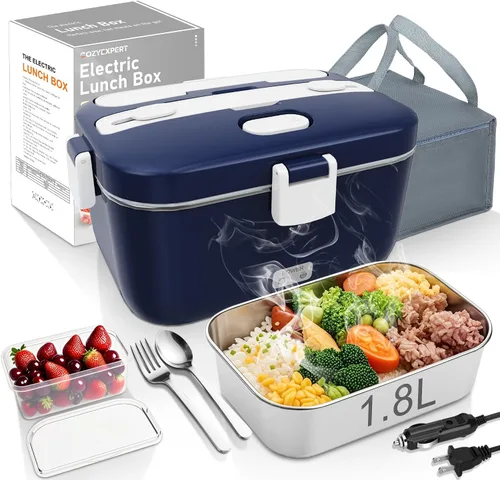 Miniatura 11 de COZYEXPERT Lonchera Eléctrica Portátil Calentadora de Alimentos 100W 1.8L Calentador de Alimentos Portátil para Adultos 12V/24V/110-230V para Negro