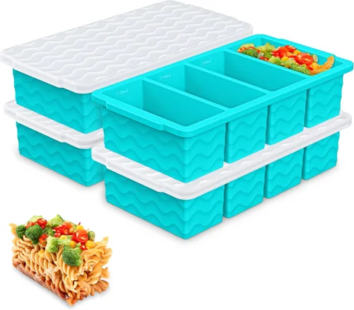 Miniatura 20 de Doasuwish Bandejas de cubitos de hielo para congelador con tapas, 2 cucharadas de 10 cubos cuadrados y bandejas de hielo en forma de corazón, moldes