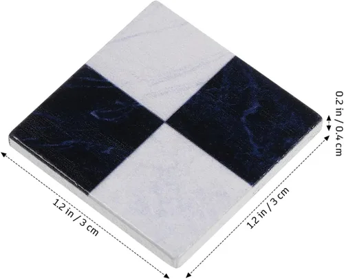 Miniatura 2 de Suelo en miniatura, 27 piezas de azulejos blancos y negros para despegar y pegar, escala 1/12, mini tablas para decoración de casa de muñecas