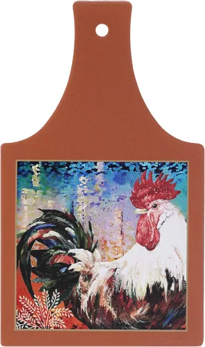Salvamanteles de gallo de cerámica resistente al calor con diseño de granja de corcho antideslizante (marrón claro)