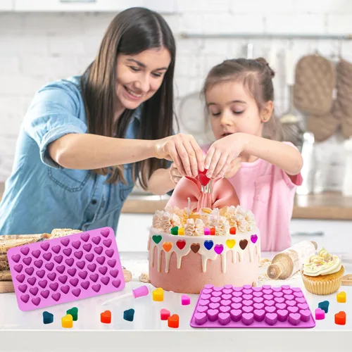 Miniatura 7 de Paquete de 3 moldes de silicona con forma de corazón, molde para hornear Chocotale para gomitas, cera derretida, gelatina, cubitos de hielo, velas