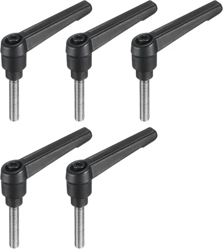 Miniatura 10 de uxcell 5 piezas de manija de palanca de sujeción ajustable M5 x 1.969 in de óxido negro métrico de acero al carbono macho roscado perillas de mano