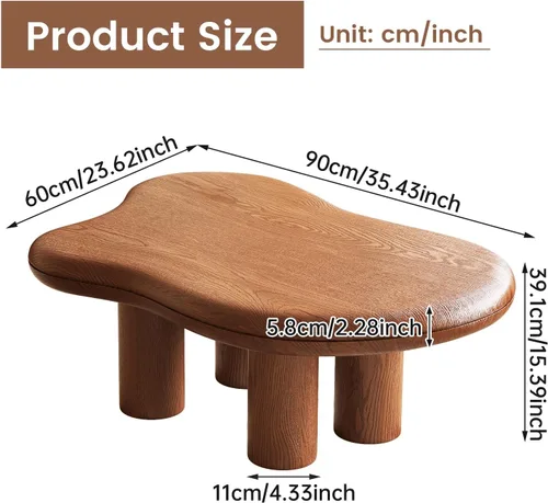 Miniatura 2 de Mesa de centro Mid-Century Modern Cloud con mesa espaciosa, mesa central irregular de 35.43 pulgadas de ancho con 4 patas sólidas, mesa de té