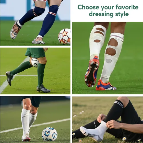 Miniatura 8 de Zando Mangas de compresión de piernas para hombres Calcetines de fútbol precortados con agarre de espinilleras de fútbol para recuperación muscular